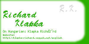 richard klapka business card